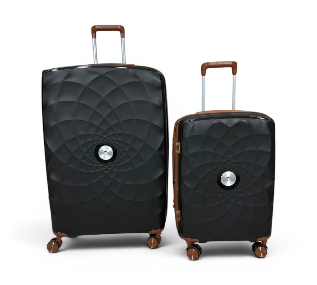 Airplane Premium Travel , Set 3 Bags ( Black*Brown  ) 22 , 26, 30 inch