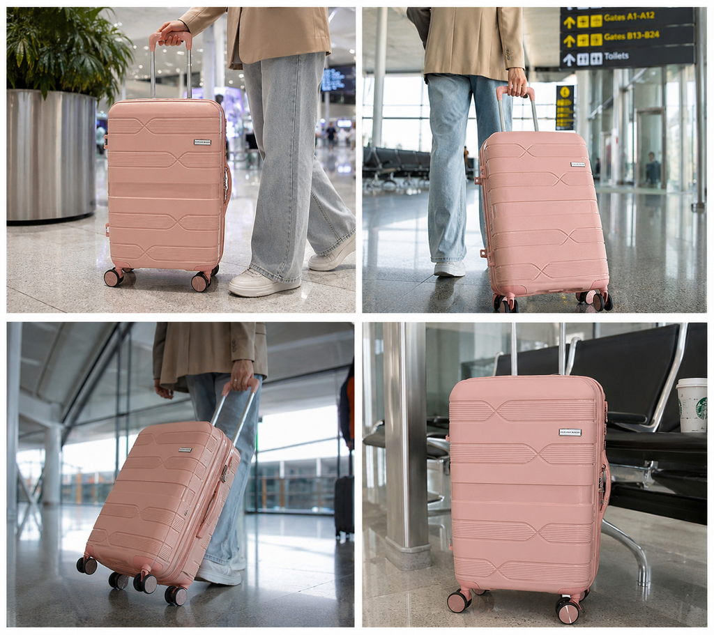 Airplane Elite Travel Bags – 3 Piece Set ( PInk ) 20 , 24, 28 inch