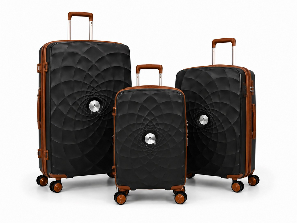 Airplane Premium Travel , Set 3 Bags ( Black*Brown  ) 22 , 26, 30 inch