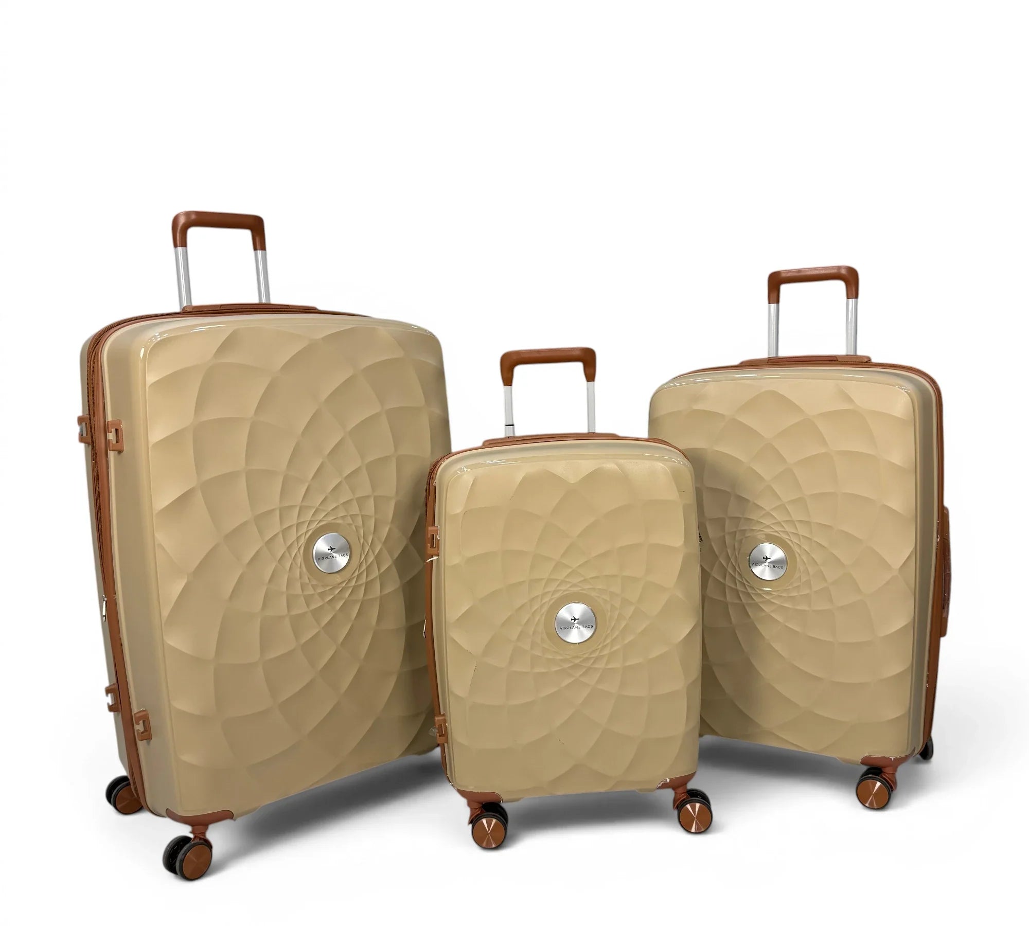 Airplane Premium Travel , Set 3 Bags ( Beige*coffee  ) 22 , 26, 30 inch