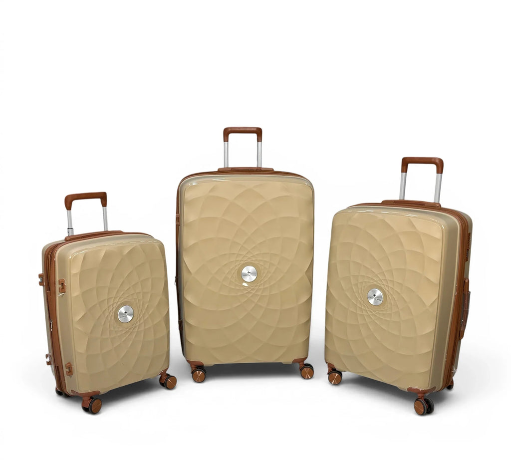 Airplane Premium Travel , Set 3 Bags ( Beige*coffee  ) 22 , 26, 30 inch