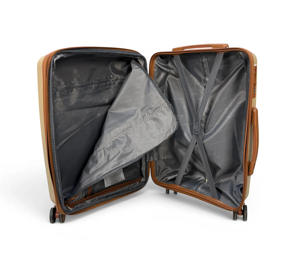 Airplane Premium Travel , Set 3 Bags ( Beige*coffee  ) 22 , 26, 30 inch